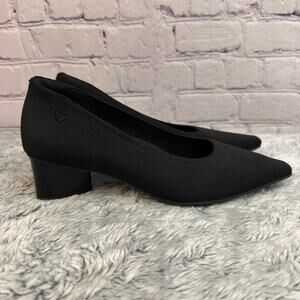 Vivaia Tracy Pro Pointed Toe Black Knit Pumps Block Heel Women's 39 US 8